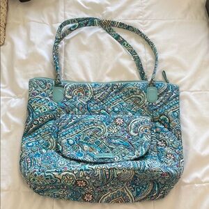 Vera Bradley Paisley Patterned Tote Bag - Blue and Green